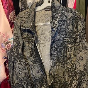 Chico's Black Floral Jean Jacket